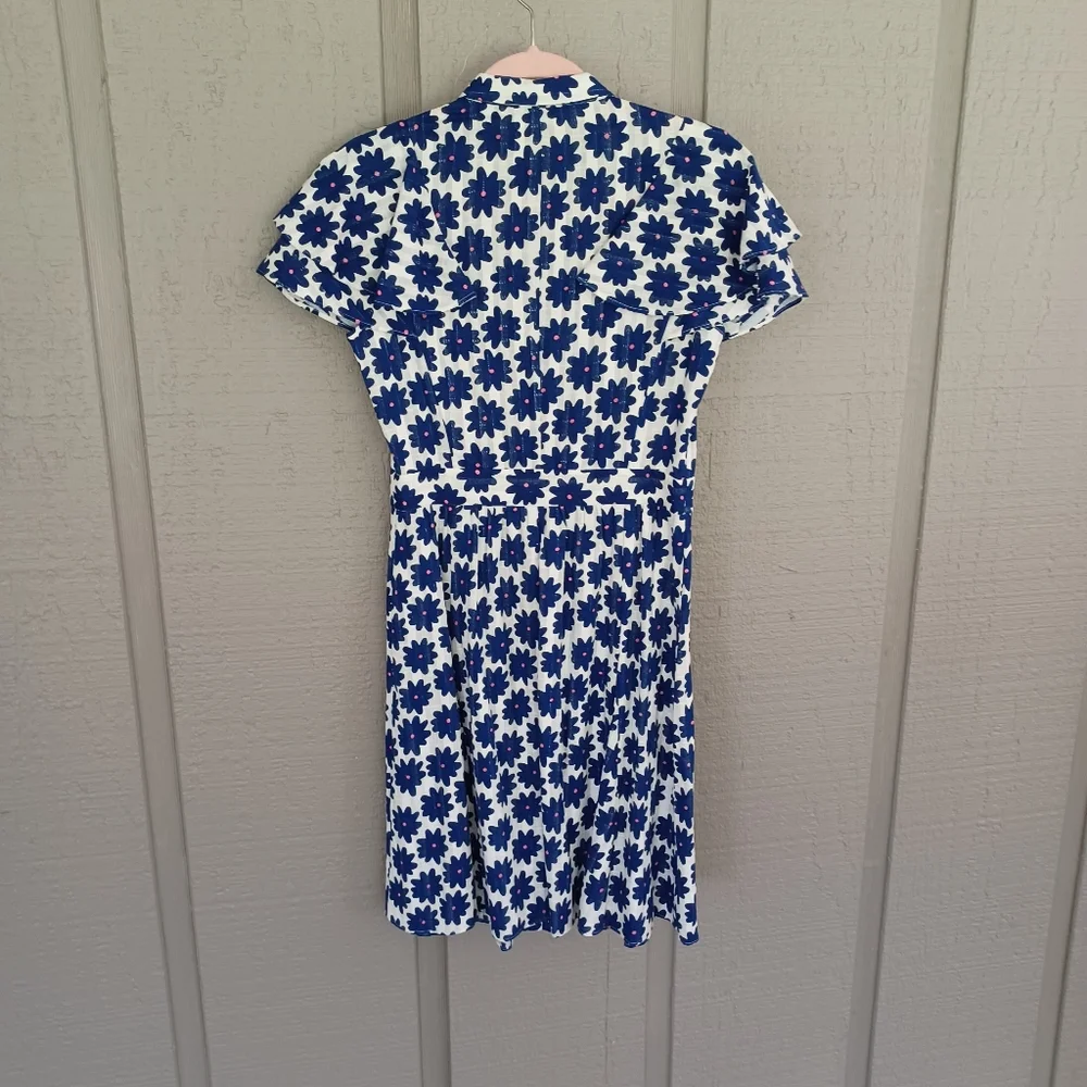 Diane Von Furstenberg Floral Cotton Gauze Mini Shirt Dress Size 4 Women Preppy